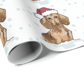 Papier Cadeau Dachshund dans papier d'enveloppement de neige (Coin rond)