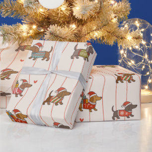 Papier Cadeau Dachshund de Noël