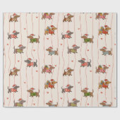 Papier Cadeau Dachshund de Noël (Plat)