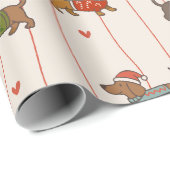 Papier Cadeau Dachshund de Noël (Coin rond)