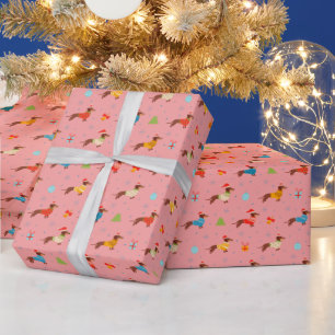 Papier Cadeau Dachshund de Noël en pulls tricotés d'hiver