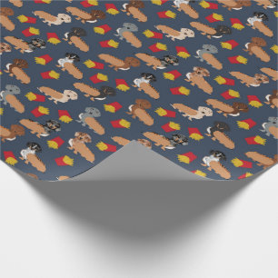 Papier Cadeau Dachshund et Fries Hot Dog joyeux enveloppement ca