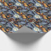 Papier Cadeau Dachshund Halloween Éffrayant (Coin)