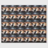 Papier Cadeau Dachshund Halloween Épouvantable (Plat)