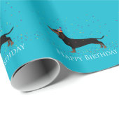 Papier Cadeau Dachshund Joyeux Design d'anniversaire (Coin rond)