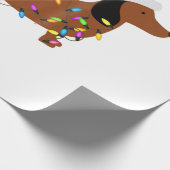 Papier Cadeau Dachshund Noël Drôle feux d'arbre de Noël (Coin)