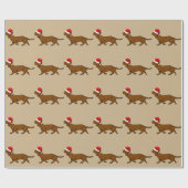 Papier Cadeau Dachshund Père Noël (Plat)