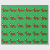 Papier Cadeau Dachshund Père Noël (Plat)
