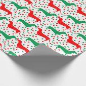 Papier Cadeau Dachshund Polka Dot - Rouge et Vert (Coin)