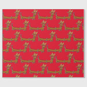 Papier Cadeau Dachshund portant Reindeer Antlers pour Noël (Plat)