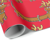 Papier Cadeau Dachshund portant Reindeer Antlers pour Noël (Coin rond)
