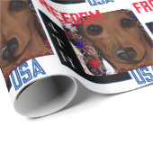 Papier Cadeau Dachshund Rouge      (Coin rond)