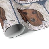 Papier Cadeau Dachshund Rouge (Coin rond)