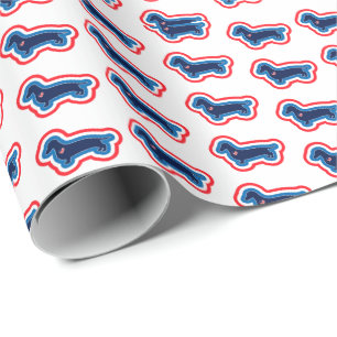Papier Cadeau Dachshund Rouge Blanc Et Bleu 4 Juillet