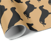 Papier Cadeau Dachshund silhouette noire + vos idées (Coin rond)