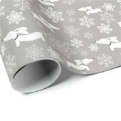 Papier Cadeau Dachshund Snowflakes Argent Noël envelopper cadeau (Coin rond)