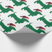 Papier Cadeau Dachshund vert de Noël (Coin)