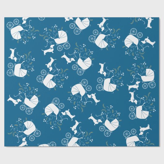 Papier Cadeau Dachshund Wiener Chien Baby shower Blue Boy (Plat)