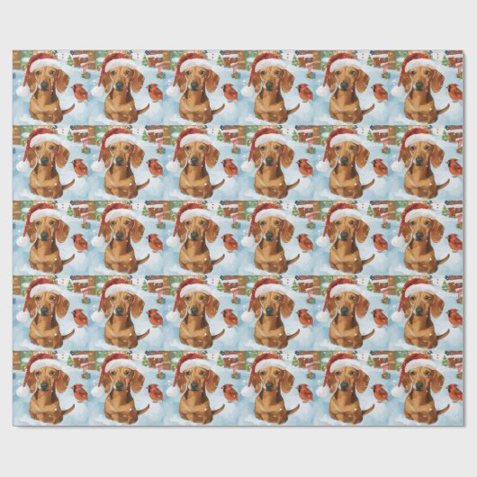 Papier Cadeau Dachshund Winter Wonderland Christmas Joy (Plat)