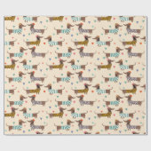 Papier Cadeau Dachshunds amusants en Casquette et pulls (Plat)