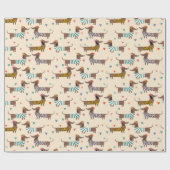 Papier Cadeau Dachshunds drôles en chapeaux et pulls (Plat)