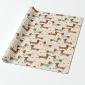 Papier Cadeau Dachshunds drôles en chapeaux et pulls (Déroulé)