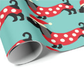 Papier Cadeau Dachshunds Festive (Coin rond)