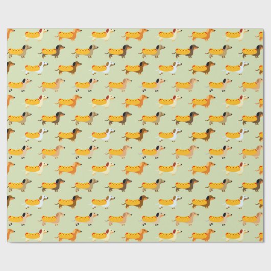 Papier Cadeau Dachshunds mignons Weiner Dog Hot Dog Funny Motif (Plat)