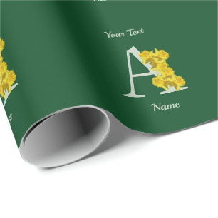 Papier Cadeau Daffodil Monogramme Initiale A Toute Occasion