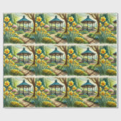 Papier Cadeau Daffodiles de la fête du printemps et papier d'env (Plat)