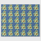 Papier Cadeau Daffodiles fin art bleu emballage jaune (Plat)