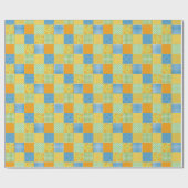 Papier Cadeau Daffodiles, Polkas et Chèques Faux-Patchwork (Plat)