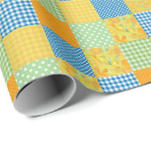 Papier Cadeau Daffodiles, Polkas et Chèques Faux-Patchwork (Coin rond)