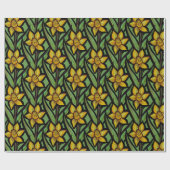 Papier Cadeau Daffodique fleurie jaune art floral (Plat)