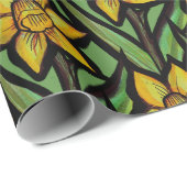 Papier Cadeau Daffodique fleurie jaune art floral (Coin rond)