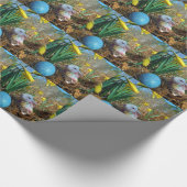 Papier Cadeau Daffodiques et oeuf bleu de Pâques (Coin)