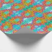 Papier Cadeau Dahlia décorative tropicale orange et rose chaud (Coin)