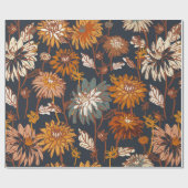 Papier Cadeau Dahlia et chrysanthèmes audacieux sans couture mot (Plat)