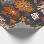 Papier Cadeau Dahlia et chrysanthèmes audacieux sans couture mot (Coin)