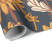 Papier Cadeau Dahlia et chrysanthèmes audacieux sans couture mot (Coin rond)