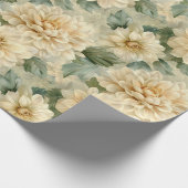 Papier Cadeau Dahlia Flower Motif avec Découpage verte (Coin)