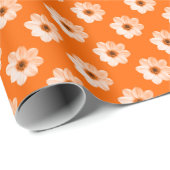 Papier Cadeau Dahlia Motif - Orange (Coin rond)