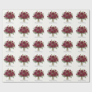 Papier Cadeau Dahlias Bourguignons Joyeux Anniversaire