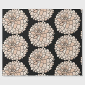 Papier Cadeau Dahlias roses sur arrière - plan noir (Plat)