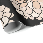 Papier Cadeau Dahlias roses sur arrière - plan noir (Coin rond)