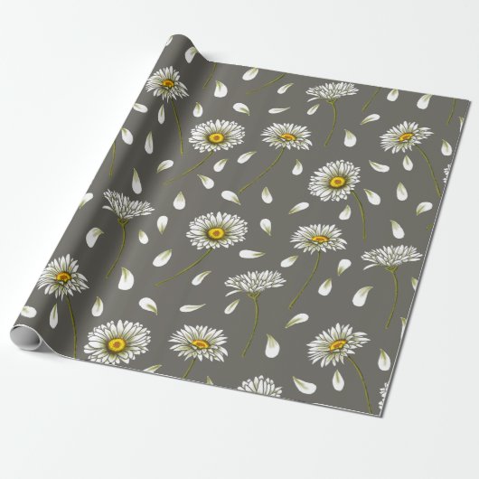 Papier Cadeau Daisies chic motif (Déroulé)