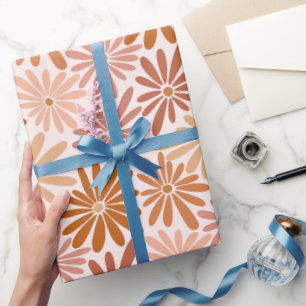Papier Cadeau Daisy Brunâtre Rétro