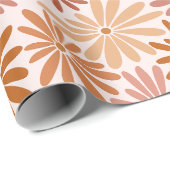 Papier Cadeau Daisy Brunâtre Rétro (Coin rond)