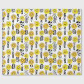 Papier Cadeau Daisy dooda en jaune et noir (Plat)