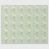 Papier Cadeau Daisy Fleurs sauvages Vert (Plat)